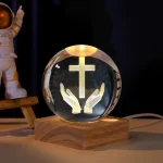 Catholic Cross Crafts Religious K9 Crystal Ball Tabletop Ornament Decoration Bedroom Light Gifts Wedding Gifts Christmas Gifts - Image 3