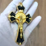 Mecrt Catholic Jesus Cross Pendant 8*4.5cm Saint Benedict Crucifix Cross for Necklace Keychain Making - Image 6