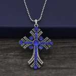 Blue Cross Catholic Church Gift Metal Keychain Diamond-encrusted for Men and Women - Image 6