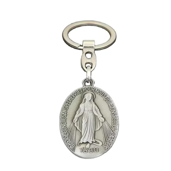 Catholic Religious Blessed Virgin Mary Keychain Metal Jewelry Accessories Our Lady of Aparecida Christian Devotional Key