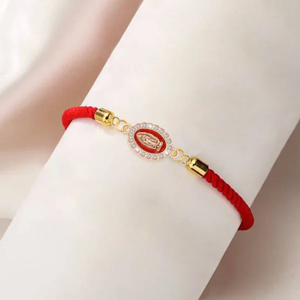 Mecrt Virgin Mary Adjustable Charm Bracelet Religious Alloy and Diamond Jewelry Gift