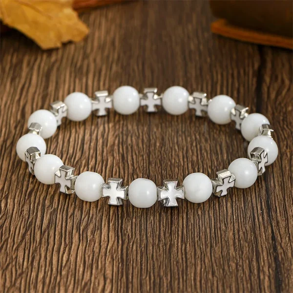 Hot Sale Geometric Cross Natural Stone Bracelet Men’s Women’s Couple Fashion All-match Niche Elastic