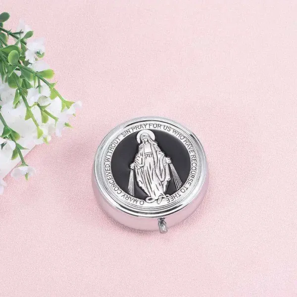 Wholesale Metal Rosary Bead Boxes, Colorful Virgin Mary Themed Small Jewelry Boxes