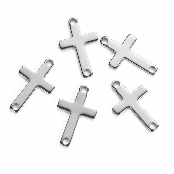 Stainless Steel Mini Size Solid Polished Cross Pendant Religious Cross Charms for Necklace Earring Bracelet Jewelry Maki