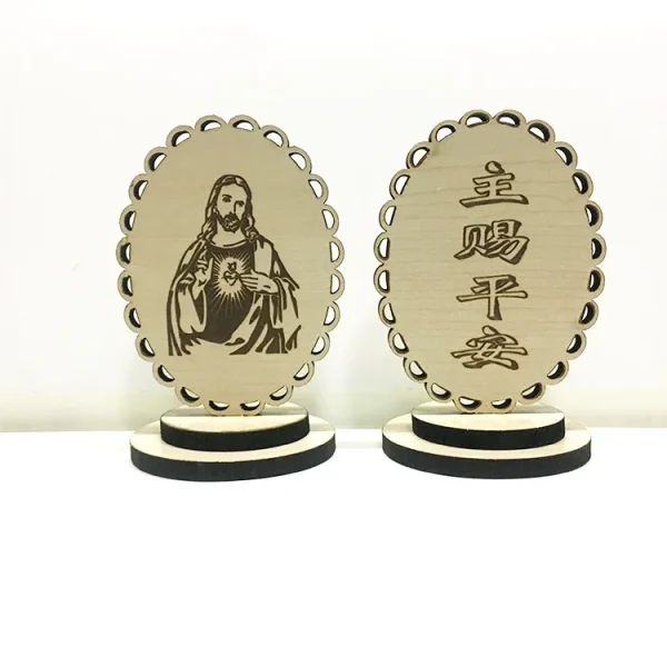 Mecrt Solid Wood Hollow Carved Reiligious Prayer ICONS Car Home Decoration Table Ornaments Souvenir Crafts Gifts Home De