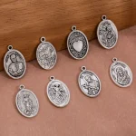 Religious Catholic Priest Round Alloy Pendant Necklace and Bracelet DIY Charms - Image 4