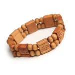 Wholesale Natural Wooden Cross Bracelet with Beaded and Diamond Stone Black Brown Religious Christian Style Jewelry - Image 3