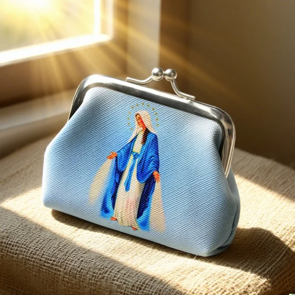 Catholic Virgin Mary Theme Jewelry Packaging Bags Rosary Storage Colorful Mini Bags Kiss-Lock Rosary Pouch Coin Purse Wh