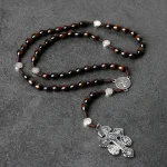 [in Stock] Catholic Cross Rosary Necklace Christianity Pardon Pendant 8*10mm Easter Atonement Souvenir Forgive Jewelry Wholesale - Image 2