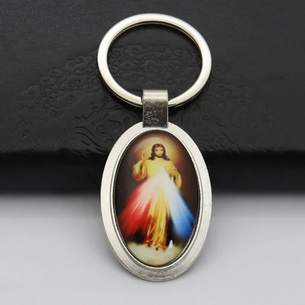 Catholic Keychain Mini Metal Keychains New Cartoon Photo Frame Pendant and Car Keychain Accessory