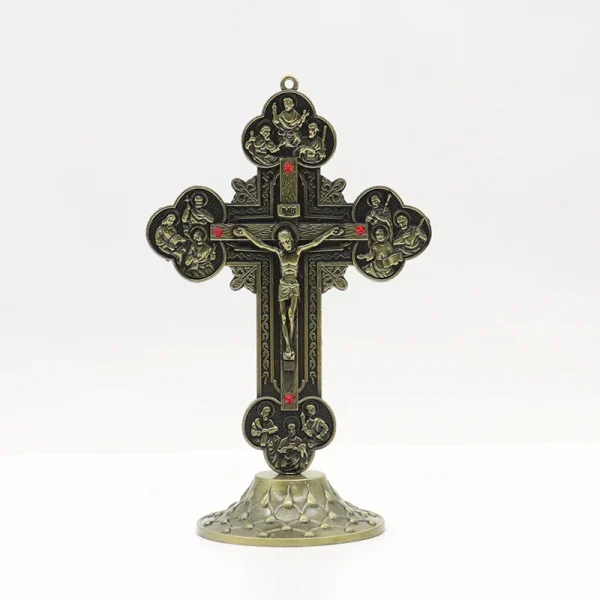 Catholic Jesus Cross Home Office Retro Metal Desk Casted Jewelry Ornaments Elegant Cross-Themed Decorative Accessories