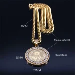 Mecrt Stainless Steel Zircon Father's Day Geometric Circle Round Medal Pendant Necklaces 18K Gold Plated/Silver Necklace Gifts - Image 5