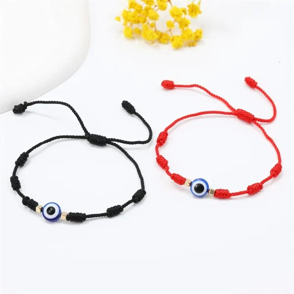 Explosive Devil’s Eye Bracelet Turkish Blue Eye Bracelet Adjustable Red Rope Braided Devil’s Eye Bracelet