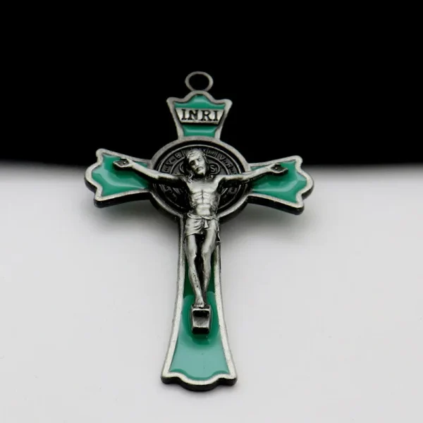 Mecrt Cross Jesus Pendant 7.5*4.5cm Church Catholic Christian Religion Saint Benedict Retro Cross INRI Multiple Colors J