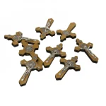Catholic Crucifix Alloy Inri Jesus Cross with Wooden Cross Religious DIY Rosary Jewelry Accessories for Children Wholesale - Image 5