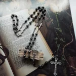 Religious Jewelry Hematite Rosary Beads Cross Pendant Necklaces Catholic Rosary Cross Pendant Black Jewelry Wholesale - Image 4