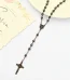 Euro-american Style Cross Necklace Punk Rock Black Gallstone Rosary Bead Chain Dark Goth Wears a Pendant