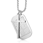 New Personalized Stainless Steel Prayer Wish Engraved Custom Unisex Square Army Card Cross Pendant Necklace - Image 5