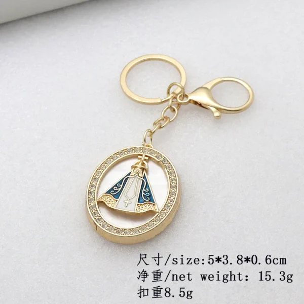 Vintage European American Religious Imitation Enamel Keychain Pendant New Cross-Border Metal Crafts Durable Stylish Acce
