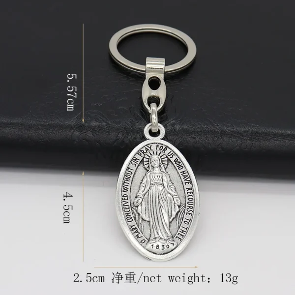 New Zinc Alloy Metal Jewelry Pendant Saint Mary Key Chain Pendant Vintage Necklace Tag