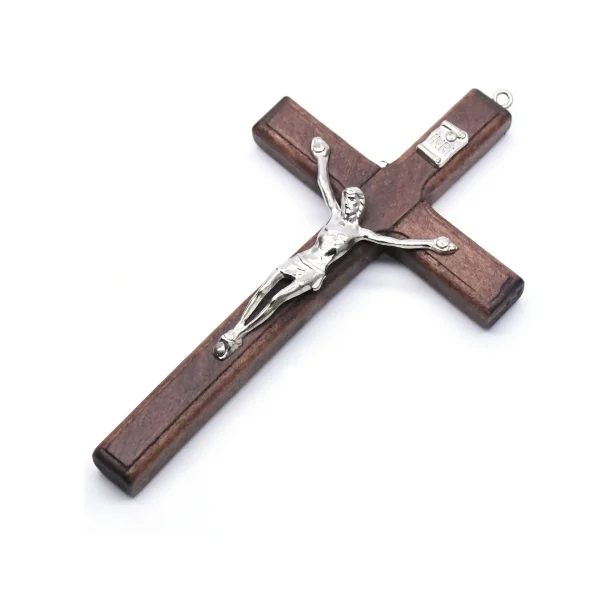 7*12cm Wholesale Wine Red Handmade Wood Cross Religious Jesus Blessing Pendant Charms Crucifix
