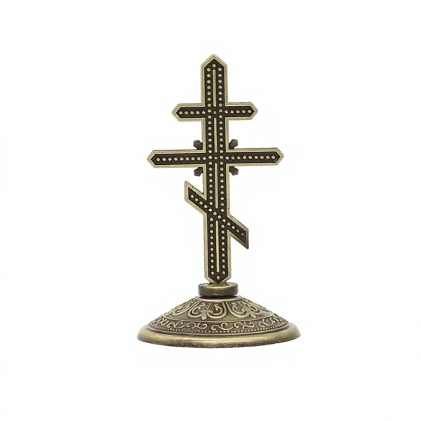 Russian Orthodox Plated Metal Stand Cross Home Decor Church Icon Ornaments Decoration Christ Catholic Gift