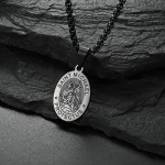 St Michael Archangel Print Pendant Necklace Stainless Steel Blake Oval Pendant Religious Cross Alloy Beads Religious Gift - Image 5
