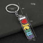 Cartoon Keychains I love Jesus Pendant Exquisite Cute Metal Design for Car Bag Digital Photo Keychain - Image 2