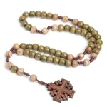 Natural Wooden Catholic Rosary Cross Prayer Beads Christianity Church Jerusalem Ornaments Rosaries Jewelry - Image 5