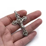 5.5*3.3cm Silver Vintage Religious Handmade Cross Pendant Portrait Cross Necklace DIY Alloy Sweater Chain Charms - Image 3