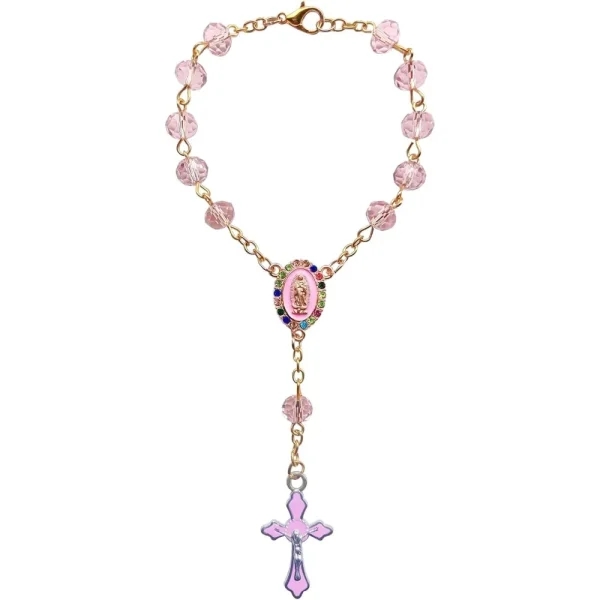 Catholic Rosary Handmade Baptism Rosary Bracelet Pendant Fashion Beaded Communion Gift Crystal Luxury Jewelry Accessorie