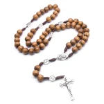 Mecrt Wooden Rosary 8mm Beads Catholic Religious Saint Virgin Mary Jewelry Christmas Gift Easter Church Prayer Beads Wholesale