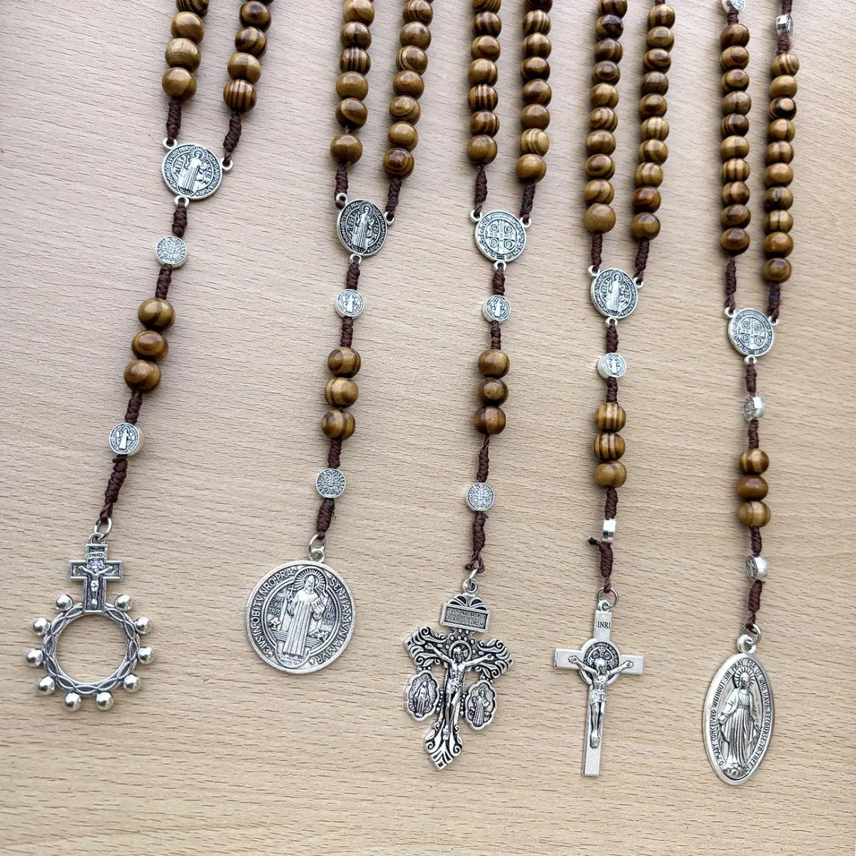 Catholic Pendant Rosary Beads Cross Miracle Medal St. Benedict Mary Pendant Easter Jewelry Wholesale - Image 2