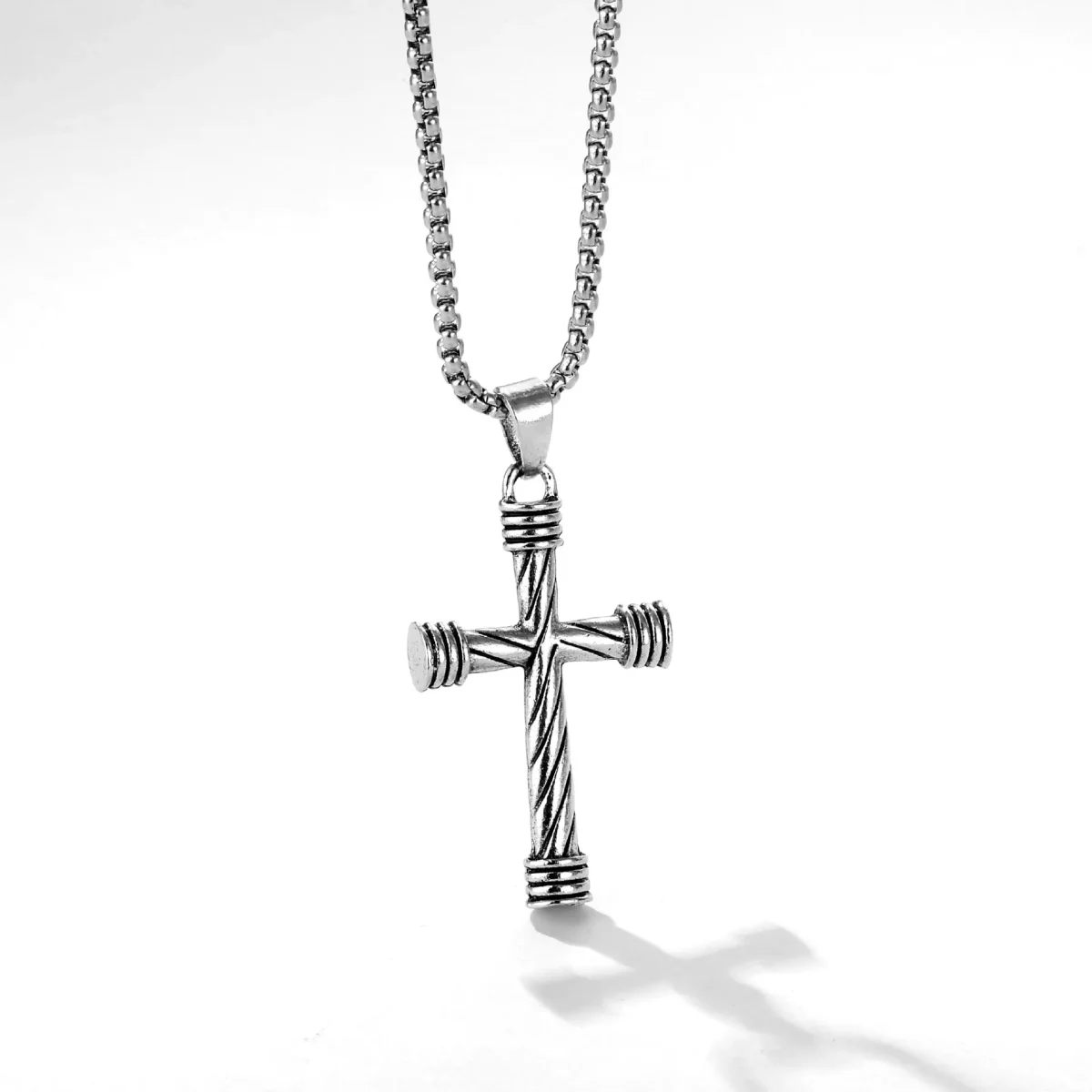 Wholesale Cross Cylindrical Lucky Pendant Vintage Accessories Men's and Women's Hip Hop Street Necklace Titanium Steel Necklace - Image 6