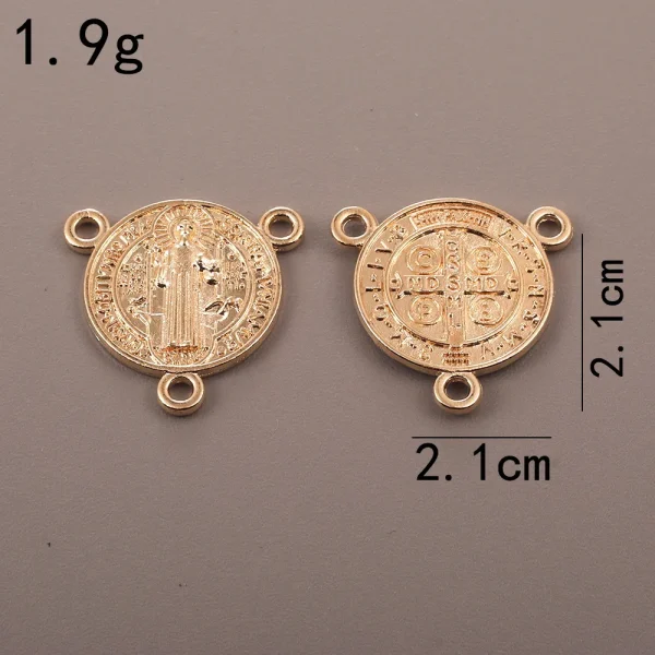 Accessories for Catholic rosary three-hole connector center piece, vintage metal jewelry pendant