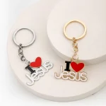 I Love Jesus Keychain Jewelry Catholic Christian Couple Bag Key Chain Pendant Wholesale Church Holiday Gifts