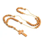 Catholic Rosary Natural Pine Beads Cross Player Beads Rosary Necklace Men Women Christiani Jewelry Wholesale Easter Church Gifts - Image 5