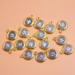 1.6*1.3cm Religious Gold and Silver Alloy St Benedict Medal - Image 3