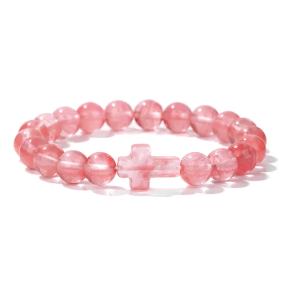 Winter Retro Cross Beads Bracelet Gem Versatile Multi-Color Pearl Beads Religious Style Trendy Gift for Bracelet