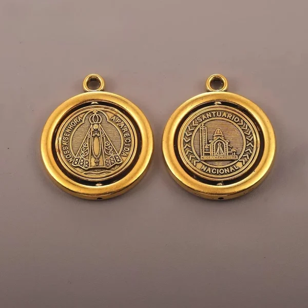 Catholic Gold Round Priest Listing Necklace DIY Zinc Alloy Pendant, Cross Pattern Jewelry Pendant