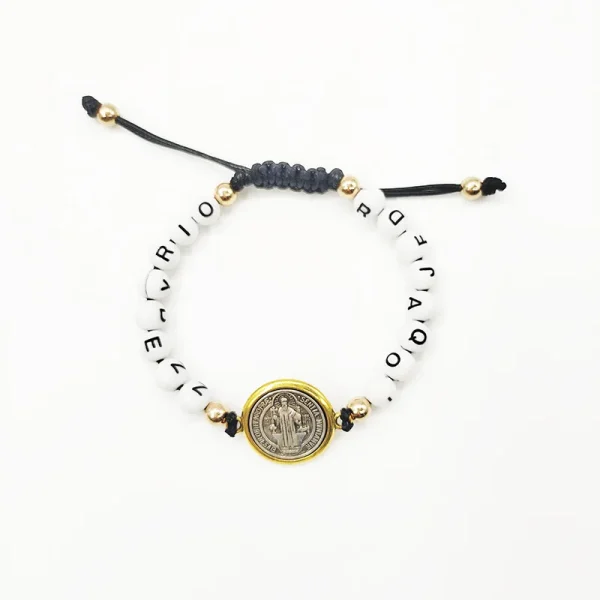 Saint Benedict Rosary Prayer Bracelet Adjustable String Saint Benedict Rosary Bracelet Turquoise Beaded Bracelet