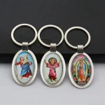 Catholic Keychain Mini Metal Keychains New Cartoon Photo Frame Pendant and Car Keychain Accessory
