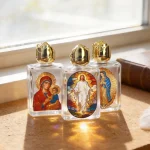 Religious Characters Square Holy Water Bottles UV Painted Patterns Theme of Orthodox Religious Saints - Image 4