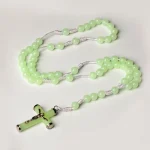 Catholic Rosary Noctilucent Bead Christian Cross Necklace 8mm Glowing Prayer Church Jesus Pendant Jewelry Easter Gifts - Image 2