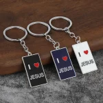 In-Stock Supply Exquisite Metal Keychain Pendant Keychains I love Jesus Ornament Decoration