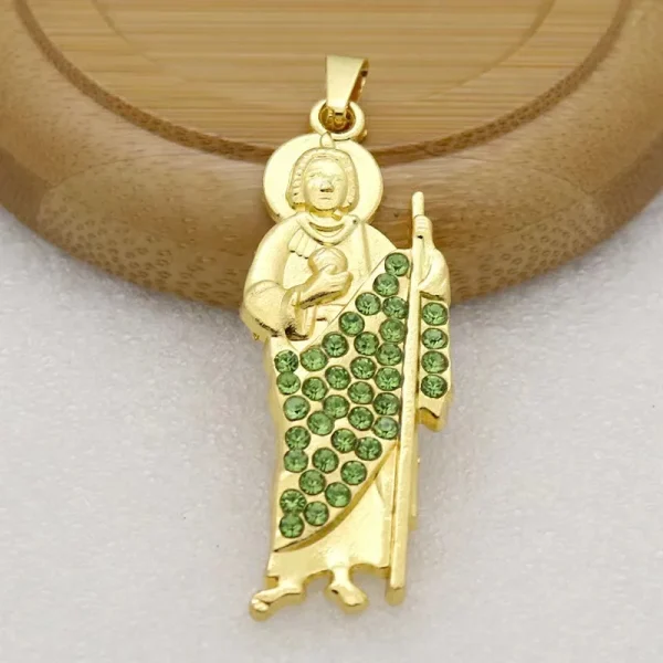DIY Jewelry Components Hollow-Out Gold Plated Zinc Alloy Jesus Pendant Religious Style Triangle Zircon Charms