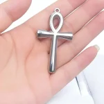 Cross-border Ancient Egyptian Life Fu Anka Stainless Steel Silver Vintage Totem Pendant Men's Women's Jewelry Accessories - Image 4