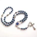 Mecrt Catholic Rosary Glass Crucifix Imitation Pearl Cross Rosary Zinc Alloy Necklace Beaded Pendant Chain Gift Wholesale - Image 5