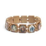 Natural Wooden Catholic Jewelry Christian Jesus Faith Rosary Bracelet Religious Charm Jewelry Bracelets on Hand Wholesale - Image 5
