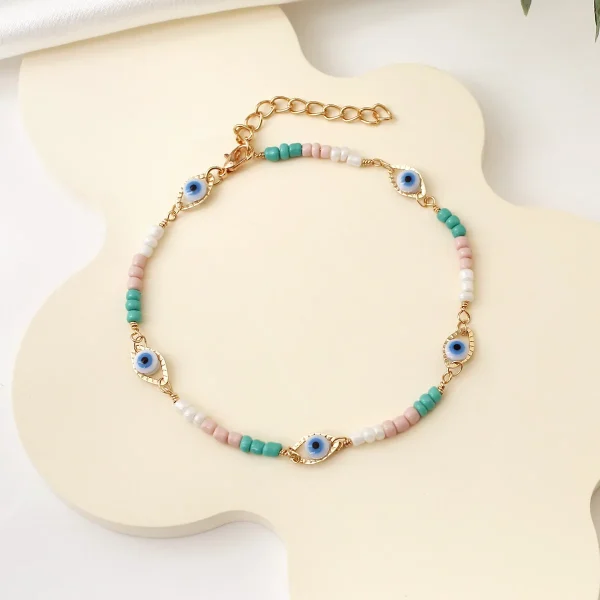 Handmade Stainless Steel Bohemian Beaded Rice Bead Women’s Bracelet Rosary Anniversary